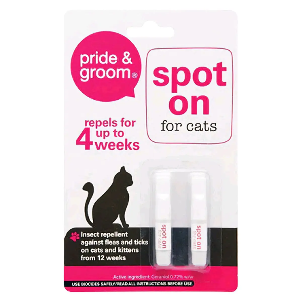 Cat Flea & Tick Treatment Spot On for 4 Weeks Protection - Up to 4 Weeks
