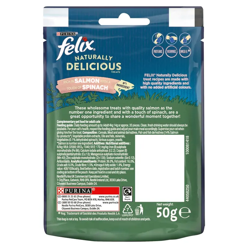 Felix Naturally Delicious Salmon 8x50g - Natural Salmon Flavored Treats for Cats 1