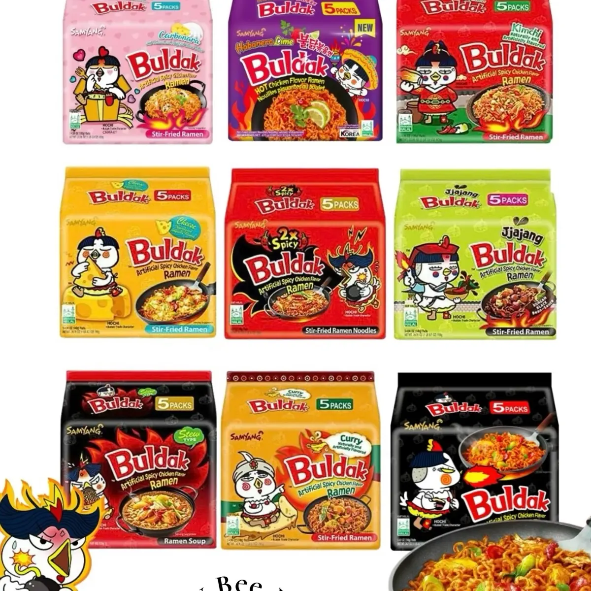 Halal Samyang Buldak Noodle Instant Food 9 popular flavors
