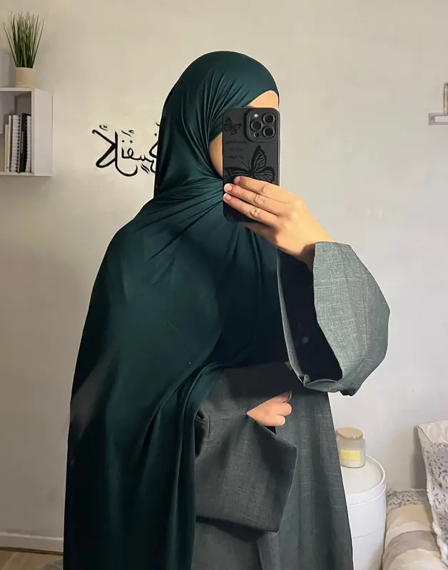Aaliya Abaya in Luxurious High Blend Linen Fabric with Full-Sized Hijab, Belt and Pocket - Muslim Fashion for Women's Islamic Clothing, No Slits On Sleeves For More Modest Fitting. 1
