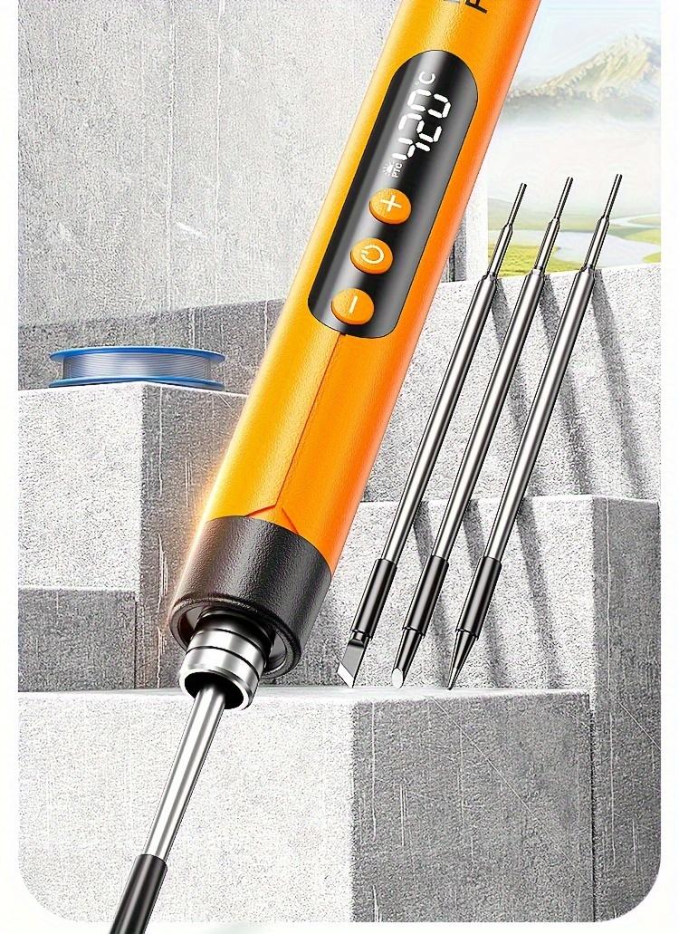 Product Introduction of 1pc Mini Cordless Soldering Iron Kit with Digital Display, 3 Temperature Settings, USB Rechargeable Portable Soldering Tool for Home Appliance Repair, Jewelry Crafting, DIY Projects - Plastic, Orange & Dark Grey, Compatible with PC 3