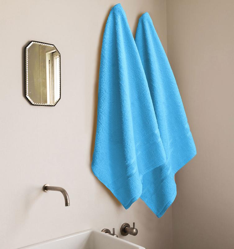 2X Super Jumbo Bath Sheets (Pack of Two)- Big Bath Towels 80X140cm (Approx) 100% COTTON TOWELS SOFT AND ABSORBENT Yarn Extra Large Size Bathroom Towels Quick Dry Ring Spun Yarn Long Lasting Lint Free Soft Bath Sheets Pack of 2 5