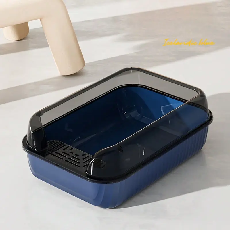 Open Cat Litter Tray Box Kitty Toilet With Extra Large Entry And Splash Guard 0