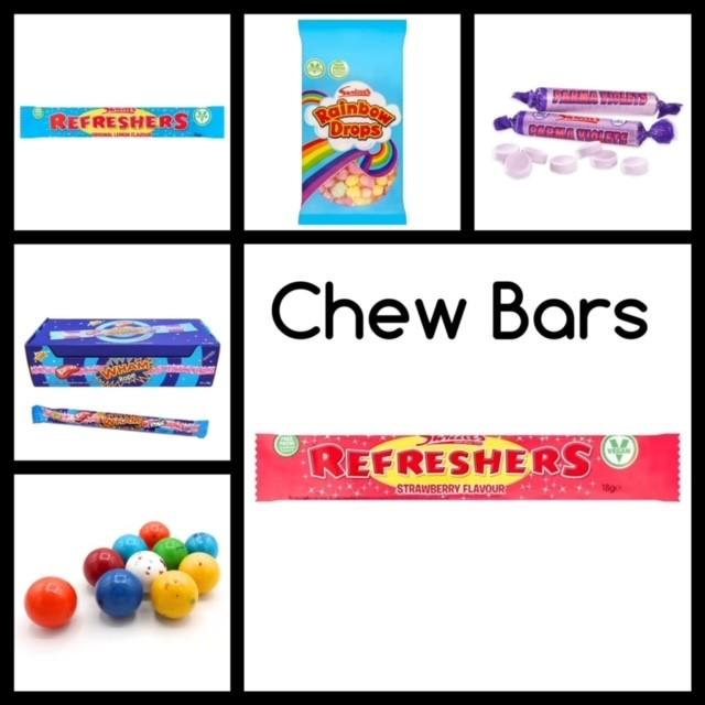 CHEW BARS AND SWEET TREATS - PARMA VIOLET, RAINBOW DROPS, GOBSTOPPERS 0
