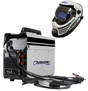 Autojack 130A Gasless MIG Welder Kit – Portable Flux Core Wire Feed Welder with Helmet & Accessories, Soldering Station With White Helmet