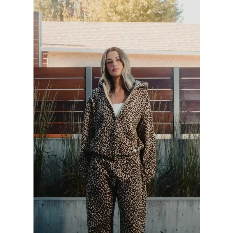 Leopard Print Plus Velvet Hooded Sweater Retro 90s Lined With Plush Winter Warm Zipper Shirt Oversized Unisex Clothing Menswear Tops 2