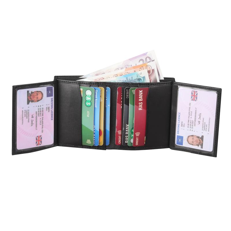 RAS Men's Soft Smooth Genuine Leather RFID Blocking Wallet Multi Card Holder Purse Black 2