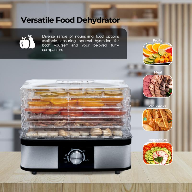 ARTECH Electric Food Dehydrator - 5 Tray Fruit Dryer Machine, 245W, Adjustable Temperature Control 40-70℃, BPA-Free Trays, Healthy Natural Snacks, Jerky, Fruits, Vegetables, Mushrooms, Herbs & Seeds 4