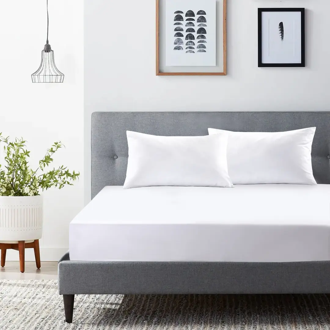 Hoocats Percale Fitted Bedsheet - Soft and Crisp - 10cm Deep Pockets - Hotel Quality