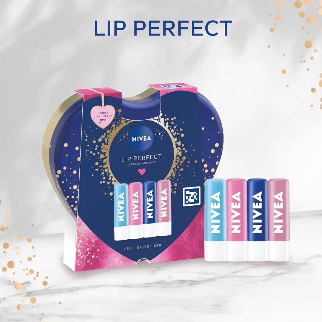 Nivea Lip Perfect Lip Balm Gift Set Heart Shape Tin Vanity Case Valentines Day Gift For Her Moisturising Skincare Pearl Shea Moisturizer