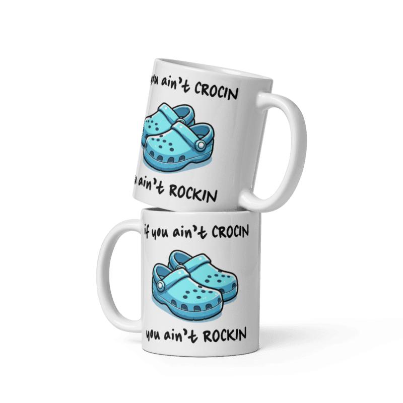Funny Mug, if you ain't crockin, you ain't rocking, blue design, also in pink, Homorous  Gift Idea, Birthday Present, Christmas, Mothers Father Day, Secret Santa, Graduation, Thank you, Anniversary, Retirement 1
