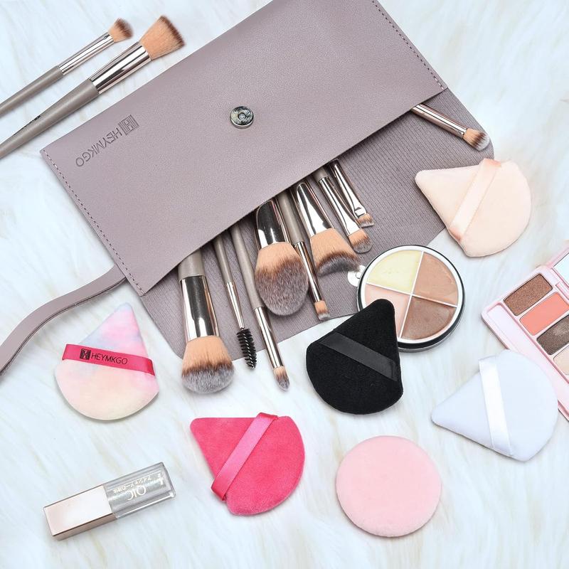 Powder Puff, 4 Pcs Triangle Powder Puffs for Pressed Powder, Velvet Setting Makeup Puff Powder Sponge with Strap, Reusable Wet Dry Dual-use Face Make Up Cosmetics Cleansing Beauty Make-up Puff Visit the HEYMKGO Stor 5