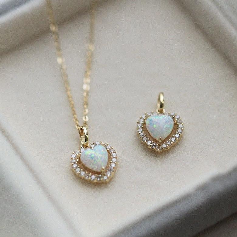 Opal Sweet Heart Necklace (S925) 2