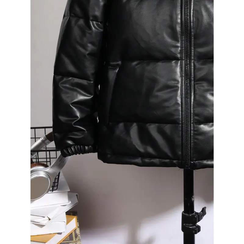 Tween Boy Casual Patch Letter Fleece Lined Hooded Zip Up Thick Winter Warm Parka Coat, Suitable For Commuting, School, Daily Casual, Travel, Sports, Autumn Winter 5