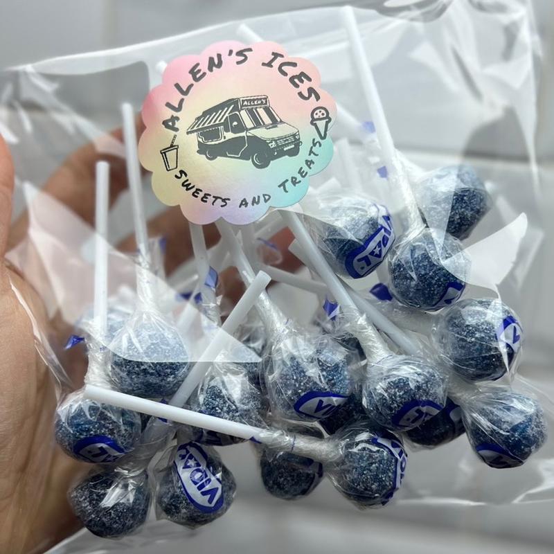 10 x Fizzy blue lollies, TEN LOLLIES, tongue painters lollipop, vegan, gluten free, dairy free, gelatine free, blue raspberry lollipop Dairy Free 7