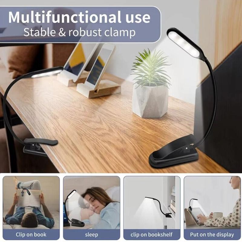 10LED Rechargeable Book LED Clip-on Reading Light 3 Color Temperature USB Lamp. 3