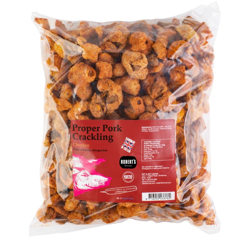 Proper Pork Crackling - 3L Refill Bags – Available in Multiple Flavours - Keto-friendly, Allergen-Free, Low Carb & High Protein, Handmade in Britain Salt Snack 2