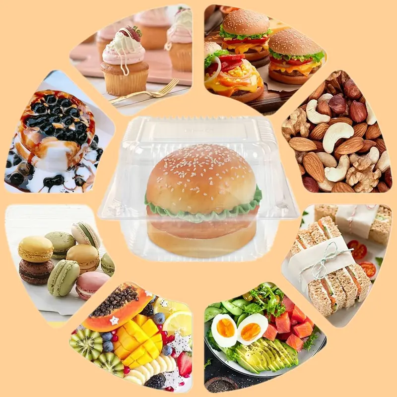 50 Pieces Cake Slice Boxes Individual, Cake Boxes for Cake Portions, 5.3 Inch Individual Cake Boxes for Muffin, Salad, Fruit, Biscuit, Suitable for Birthday Party, Wedding, Cake Shop Bakeware Plastic Transparent Utensils Baked Desserts 1