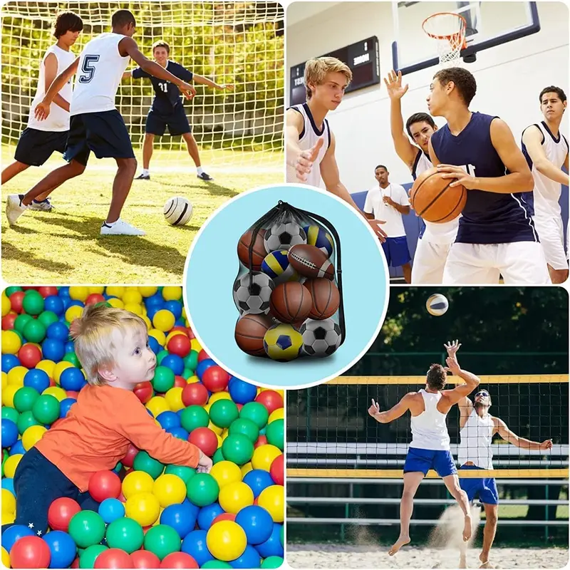 30” x 40” Extra Large Sports Ball Bag for Football, Basketball, Volleyball, Swimming Gear - Drawstring Mesh Bag with Adjustable Shoulder Strap 5