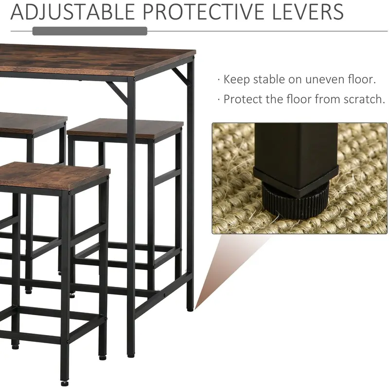 5pc Industrial Bar Table and Stool Set - Perfect for Home and Bar Tables 4