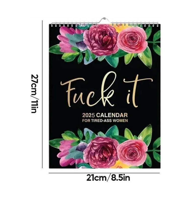Clucking Good 2025 Tired Women Calendar, Funny Wall Hanging Weekly Organizer, Novelty Year Planner with Flower Stress Relief Gift 2