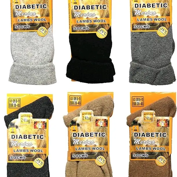 Men's Diabetic Merino Wool Thermal Extra Warm Socks 2.4TOG (-25°C resistant) UK Size 6-11 - Hiking, Walking, Outdoor Winter Socks