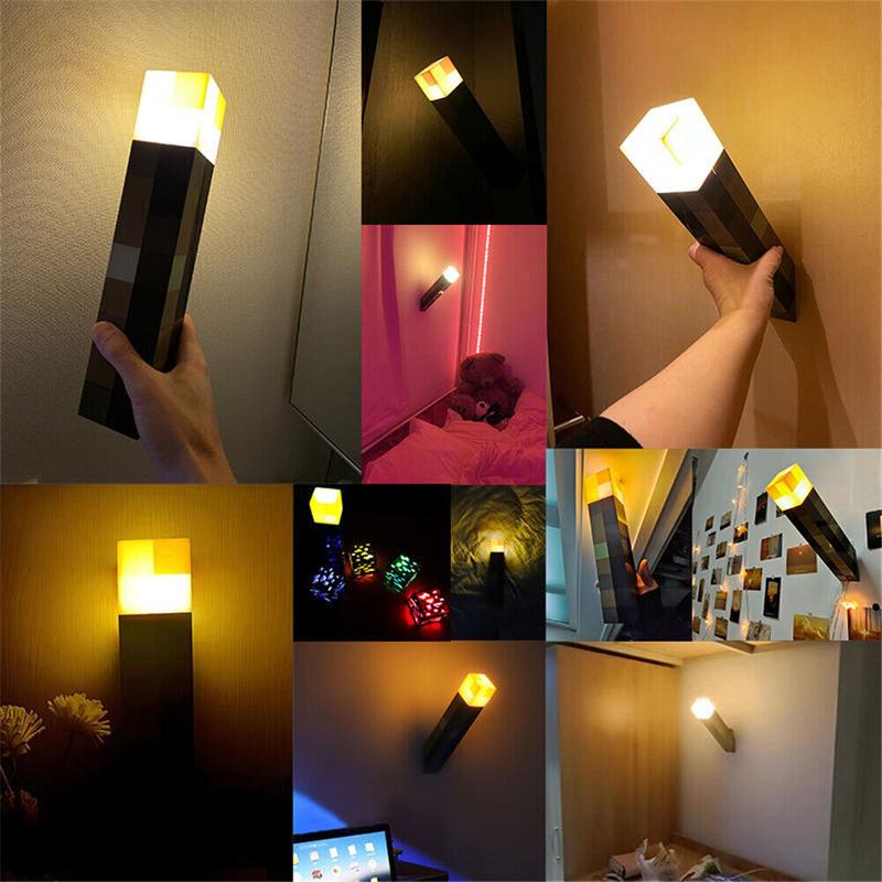 Product Introduction of Minecraft Game Torch Lamp Led Night Light Home Decors USB Rechargeable Kids Gift MC Wall mountable Game fans Home Decoration Gifts for Gamers Soft light without glare 18