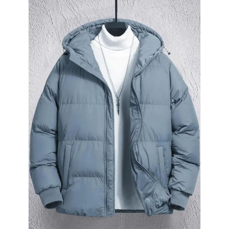 Men's Plain Pocket Zip Up Thick Warm Hooded Puffer Coat, Regular Fit Long Sleeve Padded Winter Coat, Menswear, Cold Weather Gear, Going Out Outfit 5