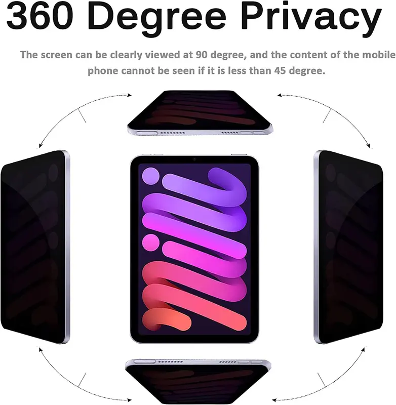 Privacy Screen Protector for iPad Mini 6th Generation 8.3 Inch 2021, Anti-Spy Tempered Glass Screen Film for iPad Mini 6 8.3'' Accessories Computer Tablet Cover Protection Protective Handheld 3