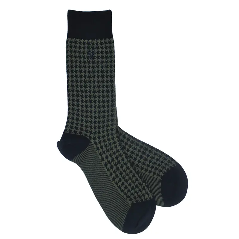 The Baron Houndstooth Bamboo Socks - Midnight Blue 0