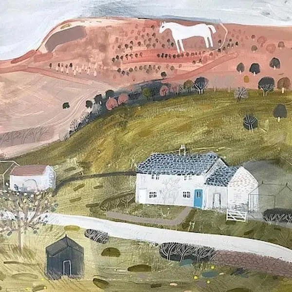White Horse of Kilburn Card by Janinne Burrows