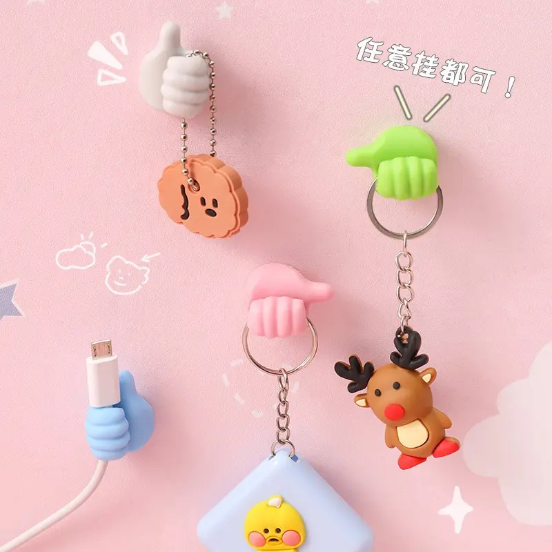Creative thumb hook No punch adhesive wall hook data cable for storing student dormitories with cute traceless hook 0