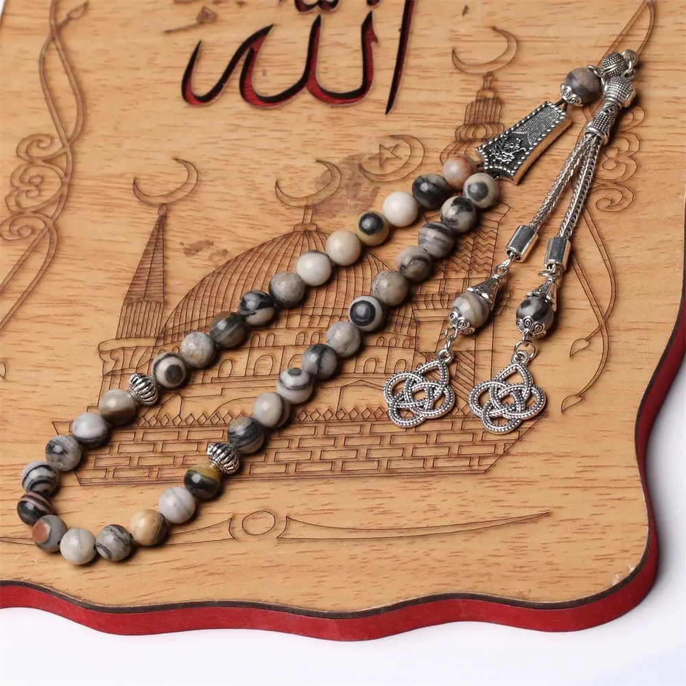 Natural Picasso Stone Tasbih, Islamic Prayer Beads, Misbaha, Tasbeeh, Muslim Rosary, Counting Beads, Tasbih, Gift Tasbih