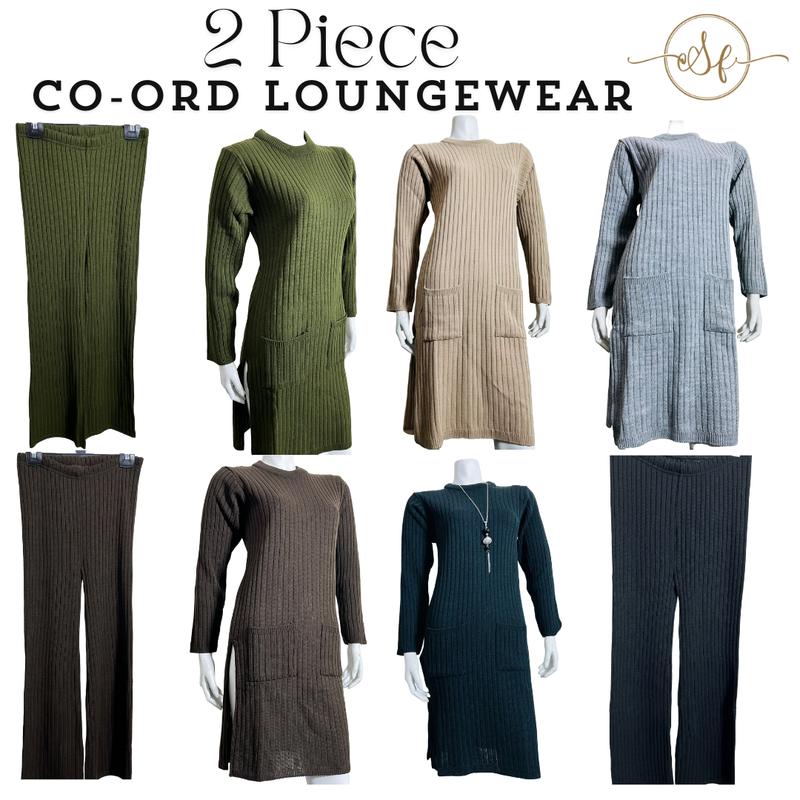 New Ladies Knitted Co-Ord Set with 2 front pockets ,Small, Medium, Large Winter,  Black, Grey, Dusty Pink And Grey Casual Wear 0