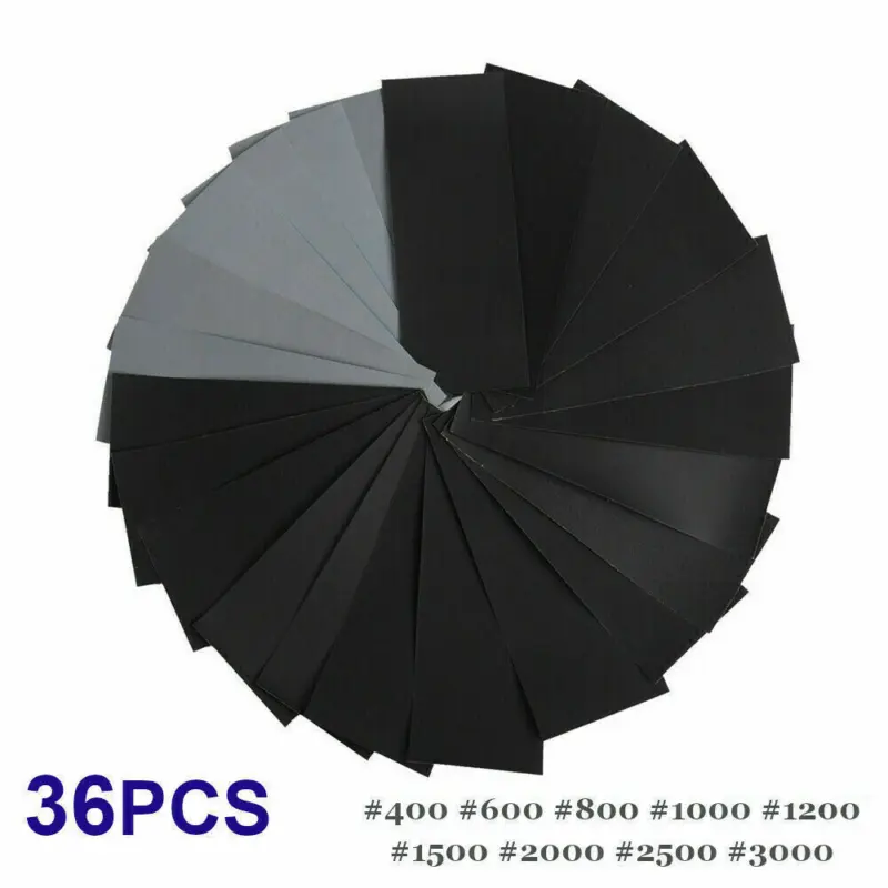 36Pcs Wet and Dry Sand Paper Mixed Assorted Grit 400-3000 Car Paint Sandpaper UK 3