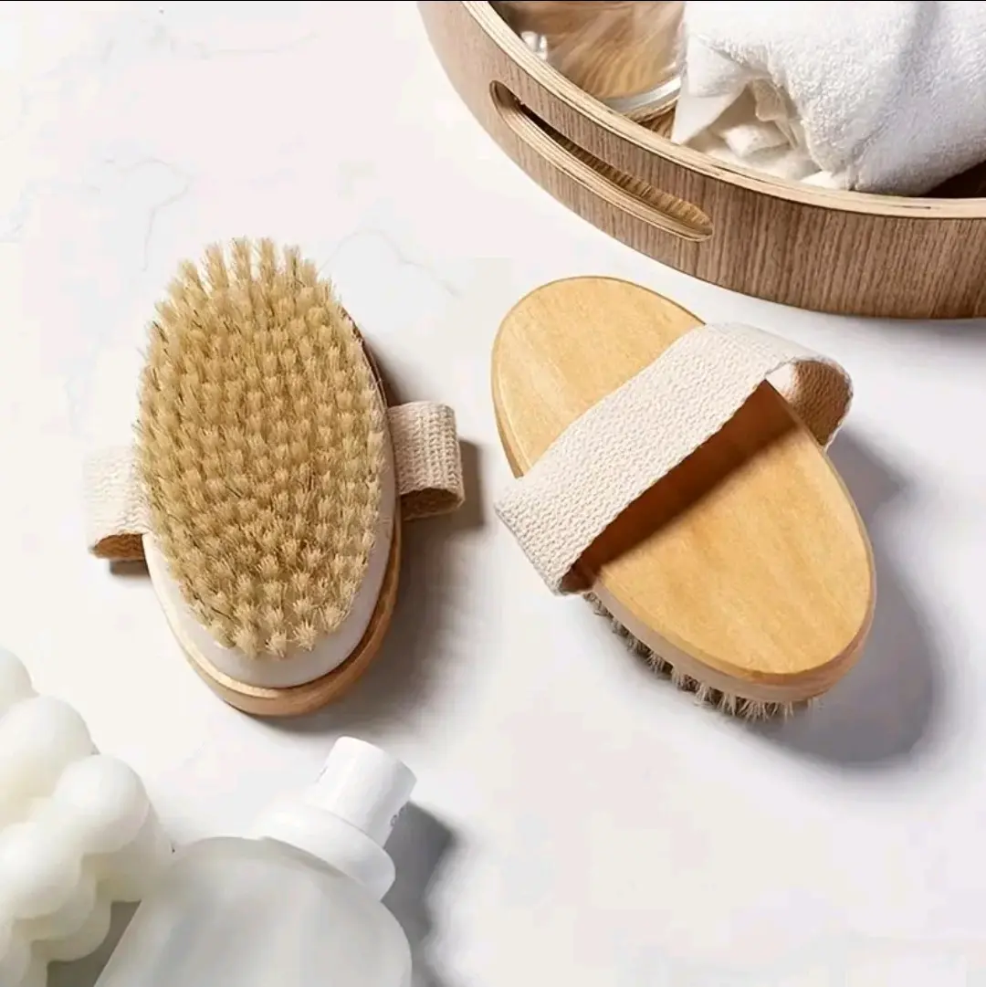 High-Quality Natural Bristle Body Brush - Gentle Exfoliating SPA Bath Massager for Wet or Dry Skin, Handheld Wooden Design with Soft Dense Bristles, No Batteries Required - Perfect for Home Spa Experience, Personal Massager Shower Smooth
