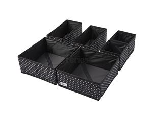 Periea 'Fern' Clothes Drawer or Shelf Organiser Box - Set of 6, Dresser Drawer Organisers, Clothes Drawer Divider, Fabric Drawer Storage（Sock, Underwear, Ties, Toys）Wardrobe Storage Organiser Boxes for Home, Office Pack Beige