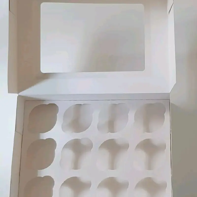 10 x White Cupcake Boxes 12 Hole Windowed Auto Popup High Quality 5