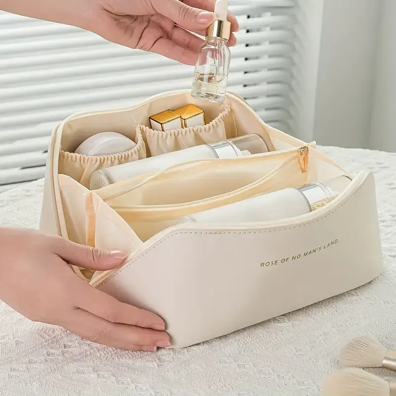 Large-Capacity Travel Makeup Bag, Portable Cosmetic Bag for Makeup Brushes and Toiletries, Waterproof Cosmetic Bag with Handle, Travel Essential 2
