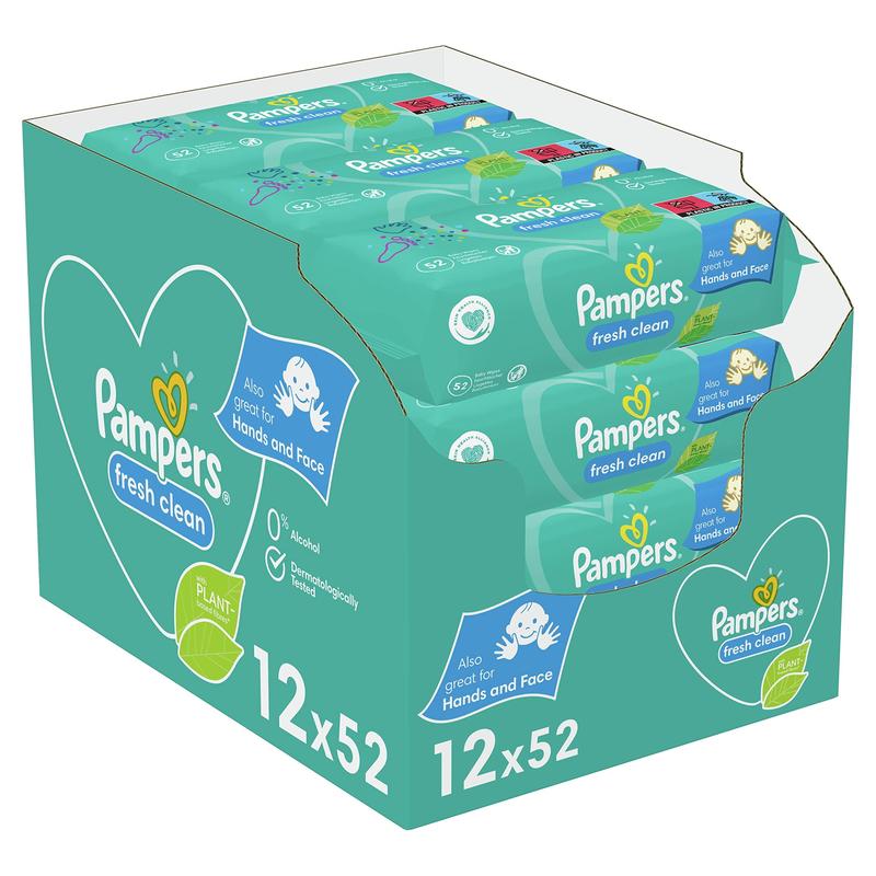 Pampers Fresh Clean Baby Scent Wipes, Pack of 52 x 12 0