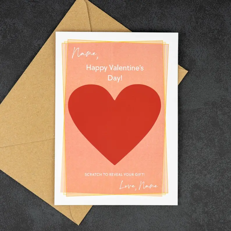 Personalised Valentines Day Scratch Card - Scratch To Reveal Your Gift -Couples Boyfriend Or Girlfriend Valentines Day Gift Idea 1