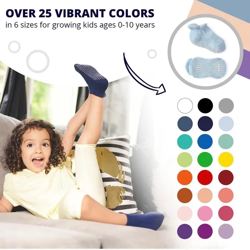 LA Active Baby and Toddler Ankle Socks with Grip - Non-Skid Anti-Slip Kids Socks 0-3 month .Pack of 6 Pairs 2