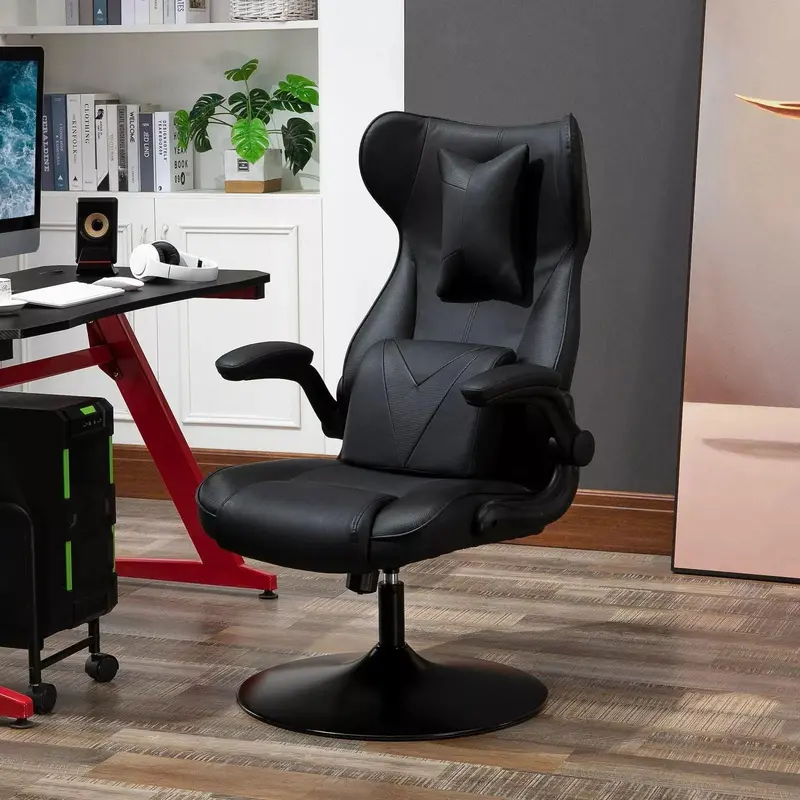 Black Ergonomic Leather Gaming Chair With Fixed Base - Take Your Gaming To The Next Level 1