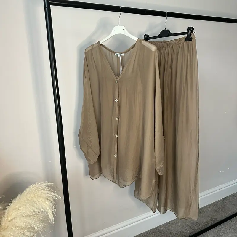 Plain Lightweight, Chiffon-Silk Feel, Summer Coords Button 4