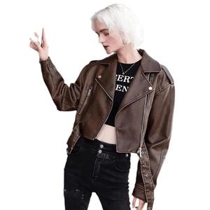 2025 Leisure Motorcycle PU Leather Jacket Clothing Womenswear Athletic Bohemian Style Boho Casual Coat Spring Retro