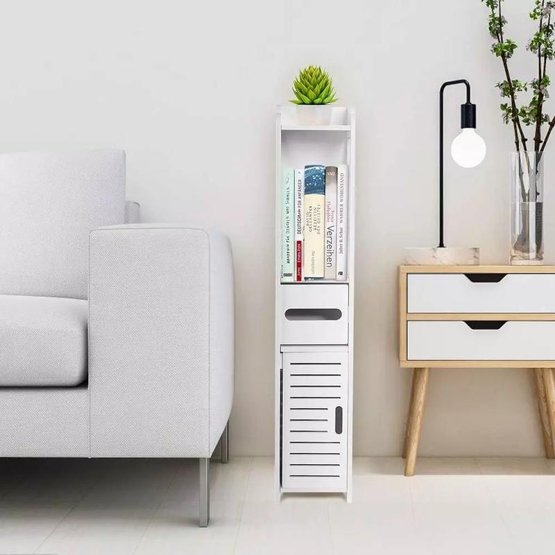Waterproof Bathroom Storage Cabinet Free Standing Cabinet Organizer Unit White 1