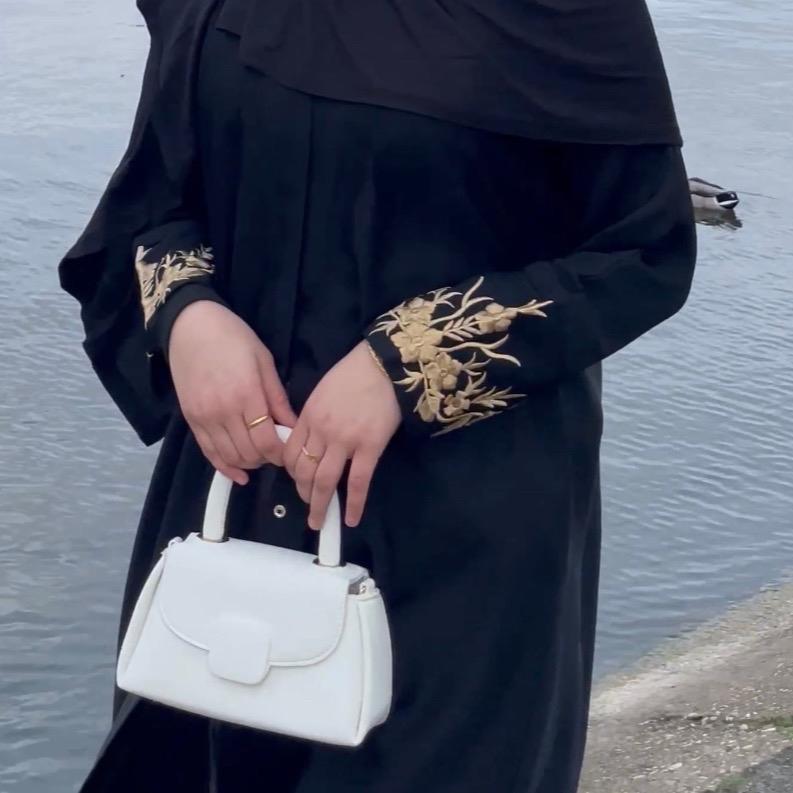Taar Abaya - Nidha Fabric, Long Sleeve, V-Neck, Plain Design, Formal Occasion 2
