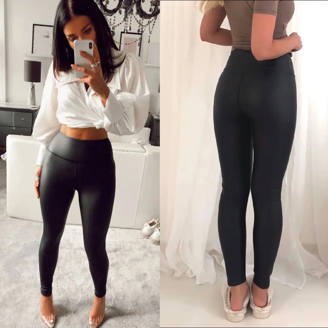 High Waisted Faux Leather Leggings In Black