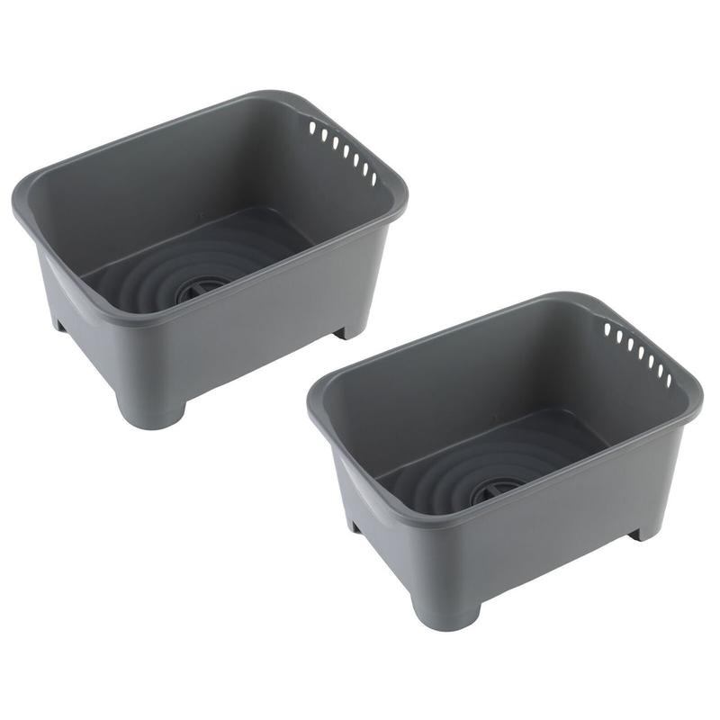 Beldray Washing up Bowl with Plug Drainer Multi-Purpose Set of 2 8L Grey 0