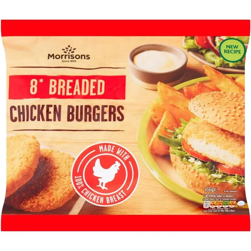 Juicy Chicken Burgers, 456g Frozen – Perfect For Quick Meals & Family Dinners!